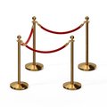 Montour Line Stanchion Post and Rope Kit Pol.Brass, 4 Ball Top3 Red Rope C-Kit-4-PB-BA-3-PVR-RD-PB